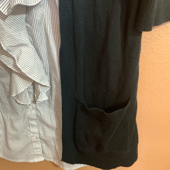 New York & Company Black and White Blouse Cardigan - L - Picture 5 of 7